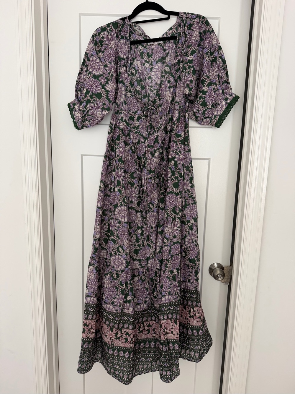 Olivaceous Lavender and Forest Green Floral Maxi Dress